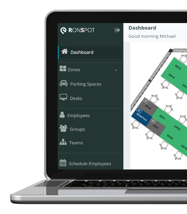 Live view of bookings - Ronspot dashboard