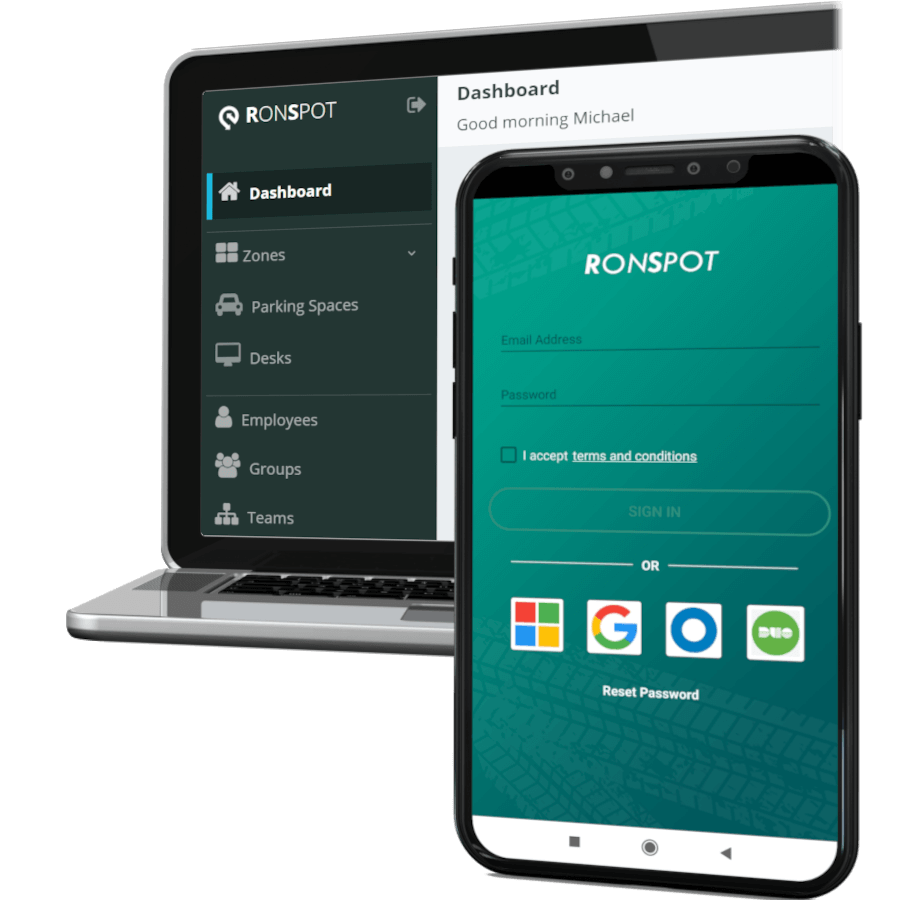 Ronspot Desk and Parking management admin panel and mobile app