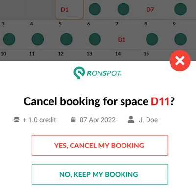 Ronspot cancel a desk booking