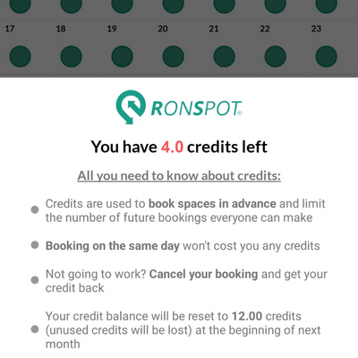 Ronspot - Managing the credit balance