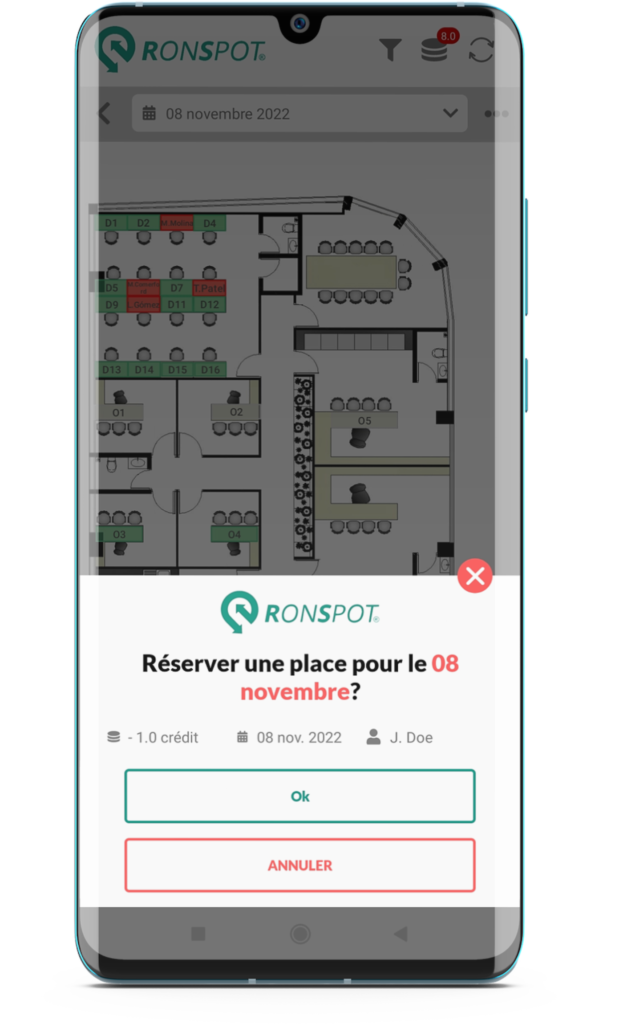 Réserver un burea udepuis le plan