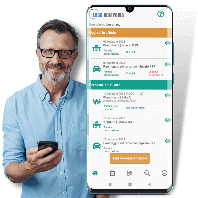 Sistema di prenotazione desk, parcheggio e sala riunioni