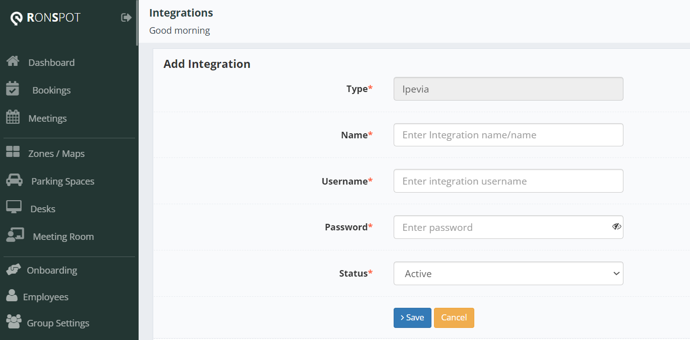 Create iPevia integration with Ronspot step 2