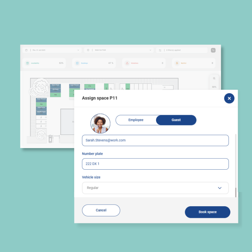 workplace management booking feature
