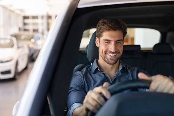 Employee driving to work