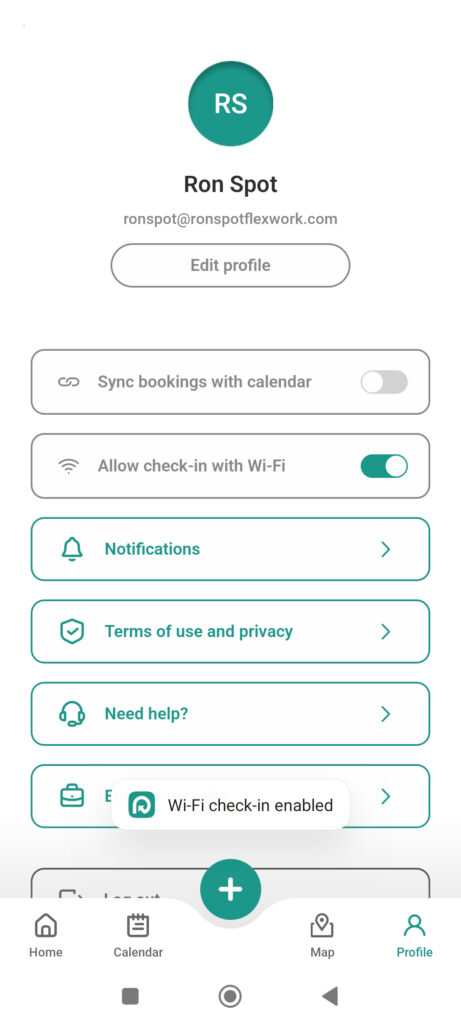 Enable Wi-Fi check-in on Ronspot app - Step 4