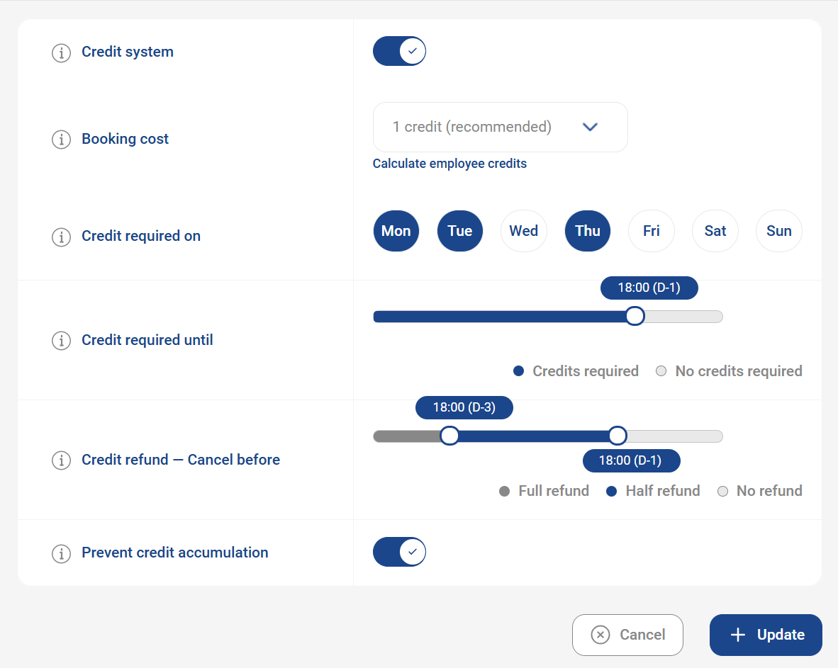 Credit based parking system