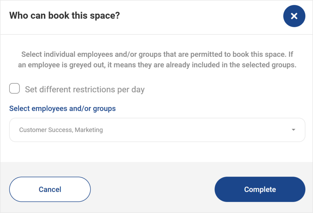 Restrict a space to selected groups