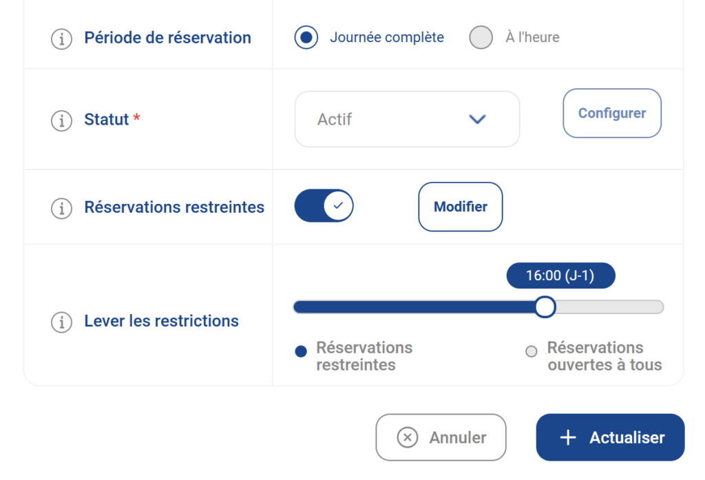 Lever automatiquement les restrictions à un moment défini