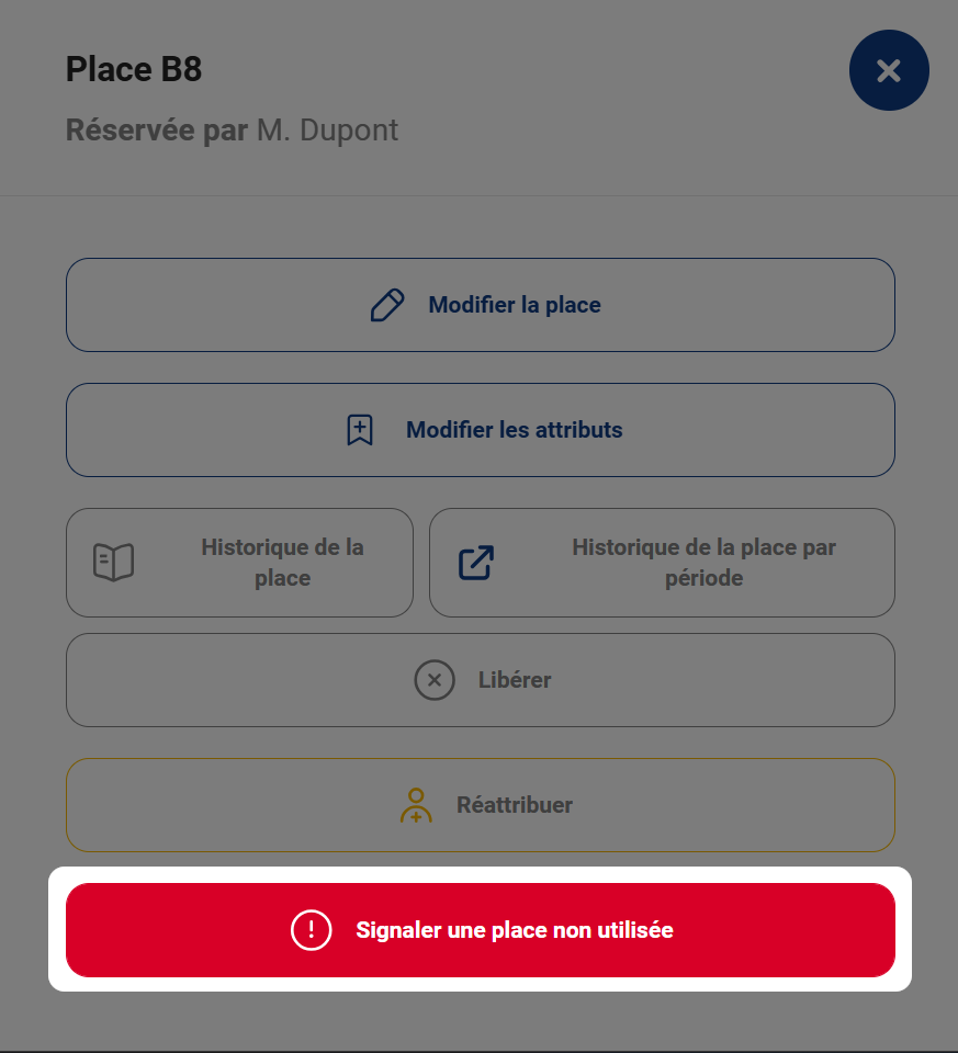 Astuce n° 3 pour le panneau d'administration Ronspot - Signaler une place inutilisée